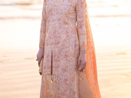 Luxury Lawn Vol 2  24 - Pastel Floral Peach - Nel-24610 (RTS) Online now