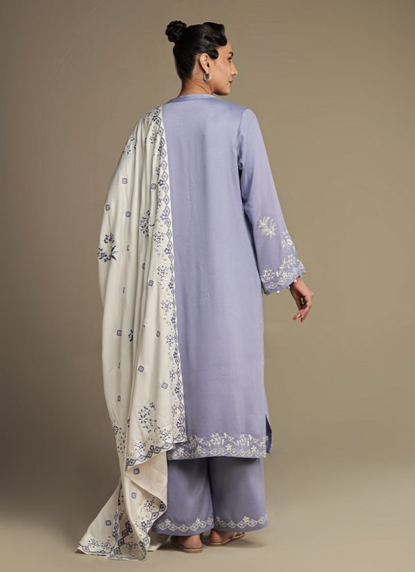 3 Pc Viscose Embroidered Suit - Itvse-213992 Discount