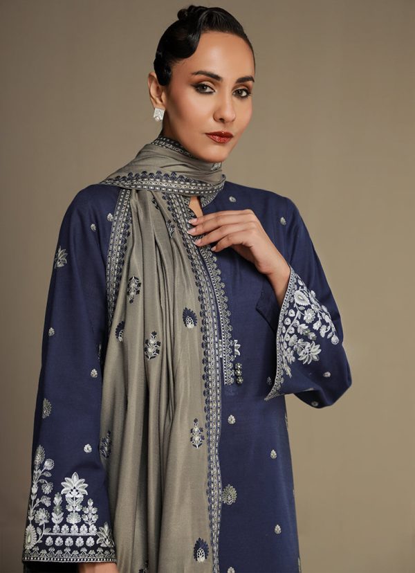 3 Pc Khaddar Embroidered Suit - Ikse-213978 For Cheap